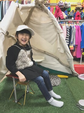「RADCHAP（ラッドチャップ）のアイテム（チュニック）」を使った、loloさん（キッズ・100cm）の春コーディネート