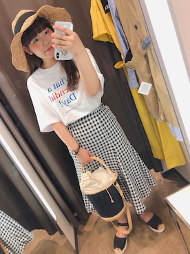 「Casselini（キャセリーニ）のアイテム（かごバッグ）」を使った、tokoさん（レディース・149cm）の夏コーディネート