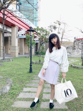 「earth music&ecology（アースミュージックアンドエコロジー）のアイテム（エコバッグ/サブバッグ）」を使った、ニジカンさん（レディース・163cm）の春コーディネート
