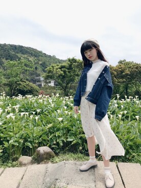 「ehka sopo（エヘカソポ）のアイテム（デニムジャケット）」を使った、ニジカンさん（レディース・163cm）の春コーディネート