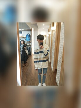 「5（ファイブ）のアイテム（パンツ）」を使った、林尚毅さん（メンズ・168cm）の冬コーディネート
