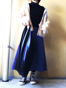 「CONVERSE（コンバース）のALL STAR HI（スニーカー）」を使った、ナンプラー大臣157cm/59kgさん（レディース・157cm）の冬コーディネート