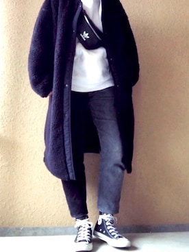 「CONVERSE（コンバース）のALL STAR HI（スニーカー）」を使った、ナンプラー大臣157cm/59kgさん（レディース・157cm）の冬コーディネート