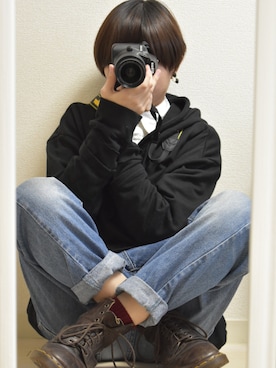 「ボーイッシュ」｜「アイテム（雑貨/ホビー）」を使った、てんさん（レディース・155cm）の冬コーディネート