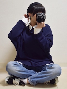 「にゃー」｜「アイテム（シャツワンピース）」を使った、てんさん（レディース・155cm）の秋コーディネート