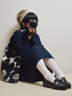 「白タイツ」｜「アイテム（その他）」を使った、てんさん（レディース・155cm）の秋コーディネート
