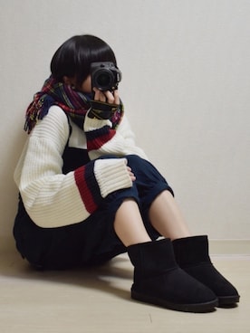 「tiptop（ティップトップ）のアイテム（オールインワン・サロペット）」を使った、てんさん（レディース・155cm）の冬コーディネート