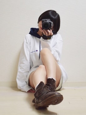 「にゃー」｜「アイテム（ブーツ）」を使った、てんさん（レディース・155cm）の春コーディネート