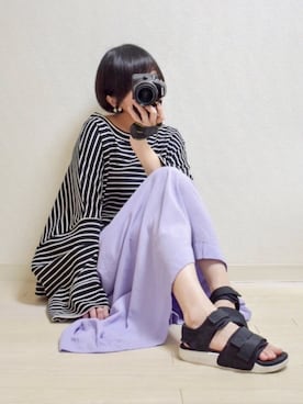 「LA BELLE ETUDE（ラベルエチュード）のアイテム（Tシャツ/カットソー）」を使った、てんさん（レディース・155cm）の春コーディネート