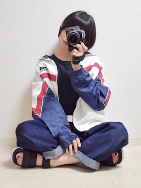 「NIIRUS（ニールス）のアイテム」を使った、てんさん（レディース・155cm）の夏コーディネート