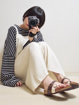 「LA BELLE ETUDE（ラベルエチュード）のアイテム（Tシャツ/カットソー）」を使った、てんさん（レディース・155cm）の夏コーディネート
