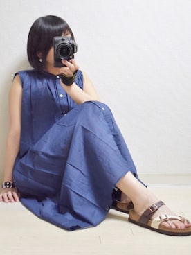 「URBAN RESEARCH Sonny Label（アーバンリサーチサニーレーベル）のノースリーブギャザーワンピース（ワンピース）」を使った、てんさん（レディース・155cm）の夏コーディネート