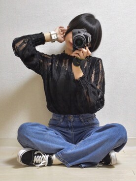 「ハイネックトップス」｜「アイテム（腕時計）」を使った、てんさん（レディース・155cm）の秋コーディネート