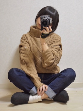「オフタートルニット」｜てんさん（レディース・155cm）の冬コーディネート