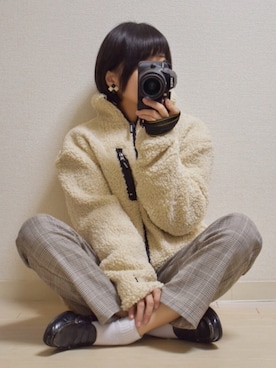 「KANGOL（カンゴール）のアイテム（ジャケット/アウター）」を使った、てんさん（レディース・155cm）の冬コーディネート