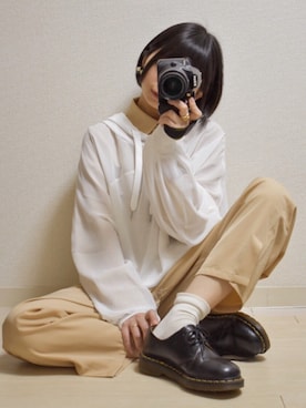 「COTORICA（コトリカ）のミリタリーオールインワン【ジャンプスーツ】（ワンピース）」を使った、てんさん（レディース・155cm）の冬コーディネート