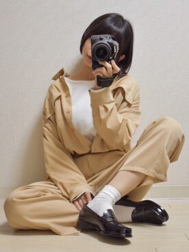 「COTORICA（コトリカ）のミリタリーオールインワン【ジャンプスーツ】（ワンピース）」を使った、てんさん（レディース・155cm）の冬コーディネート