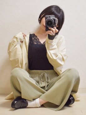 「レースタンク」｜「アイテム（その他）」を使った、てんさん（レディース・155cm）の春コーディネート