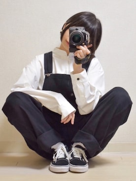 「チャイナシャツ」｜「アイテム（オールインワン・サロペット）」を使った、てんさん（レディース・155cm）の春コーディネート