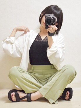 「レースタンク」｜「アイテム（その他）」を使った、てんさん（レディース・155cm）の夏コーディネート