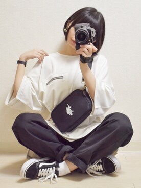 「U.S. POLO ASSN.（ユーエスポロアッスン）の【U.S. POLO ASSN.】 ユーエスポロアッスン クロスボディ ショルダーバッグSM（ショルダーバッグ）」を使った、てんさん（レディース・155cm）の夏コーディネート
