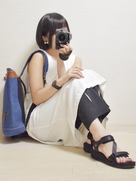 「Happy John（ハッピージョン）のアイテム（ワンピース/ドレス）」を使った、てんさん（レディース・155cm）の夏コーディネート