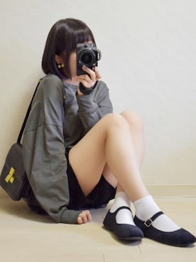 「SVEC（シュベック）のカンフーシューズ kung fu Shoes / ストラップパンプス（バレエシューズ）」を使った、てんさん（レディース・155cm）の秋コーディネート