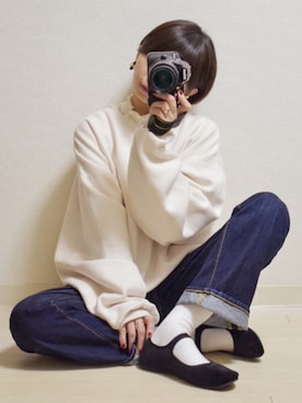 「SVEC（シュベック）のカンフーシューズ kung fu Shoes / ストラップパンプス（バレエシューズ）」を使った、てんさん（レディース・155cm）の秋コーディネート