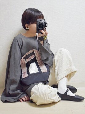 「SVEC（シュベック）のカンフーシューズ kung fu Shoes / ストラップパンプス（バレエシューズ）」を使った、てんさん（レディース・155cm）の冬コーディネート