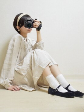 「SVEC（シュベック）のカンフーシューズ kung fu Shoes / ストラップパンプス（バレエシューズ）」を使った、てんさん（レディース・155cm）の冬コーディネート