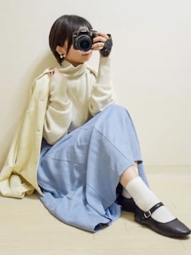 「SVEC（シュベック）のカンフーシューズ kung fu Shoes / ストラップパンプス（バレエシューズ）」を使った、てんさん（レディース・155cm）の冬コーディネート