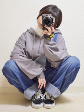 「INTER FACTORY（インターファクトリー）のアイテム（パーカー）」を使った、てんさん（レディース・155cm）の冬コーディネート