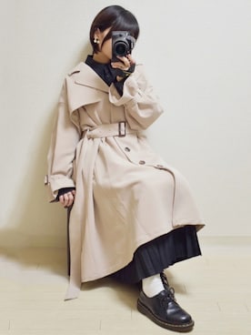 「one after another NICE CLAUP（ワンアフターアナザーナイスクラップ）のアイテム（トレンチコート）」を使った、てんさん（レディース・155cm）の春コーディネート