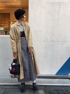 「カフェ巡り」｜「アイテム（その他アウター）」を使った、ジュリさん（レディース・163cm）の冬コーディネート