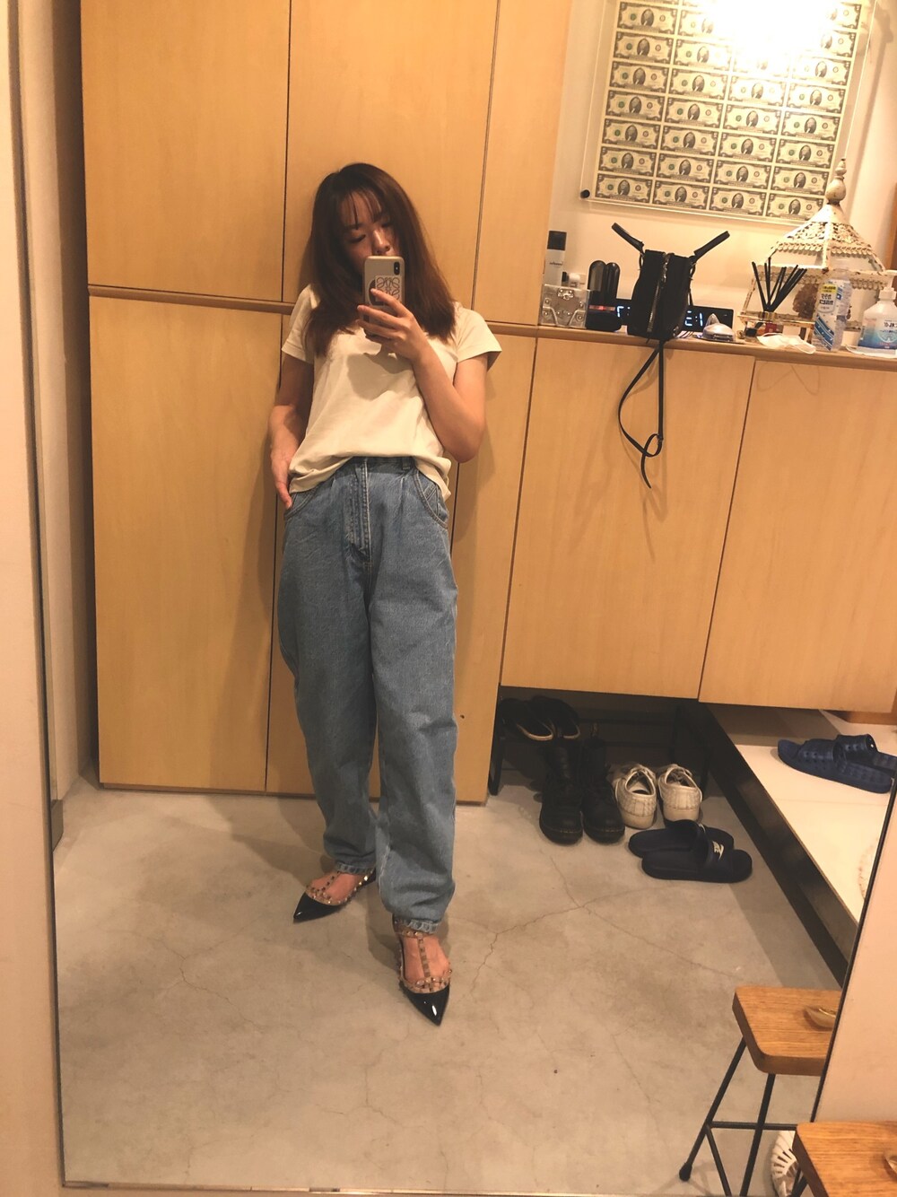 「休日スタイル、ゆるコーデ、UNIQLO、大人カジュアル、オーバーサイズ、カジュアル」｜「ZARAのアイテム（デニムパンツ、ブルー系）」を使った、じゅりさん（レディース・155cm）の夏コーディネートの1枚目の写真