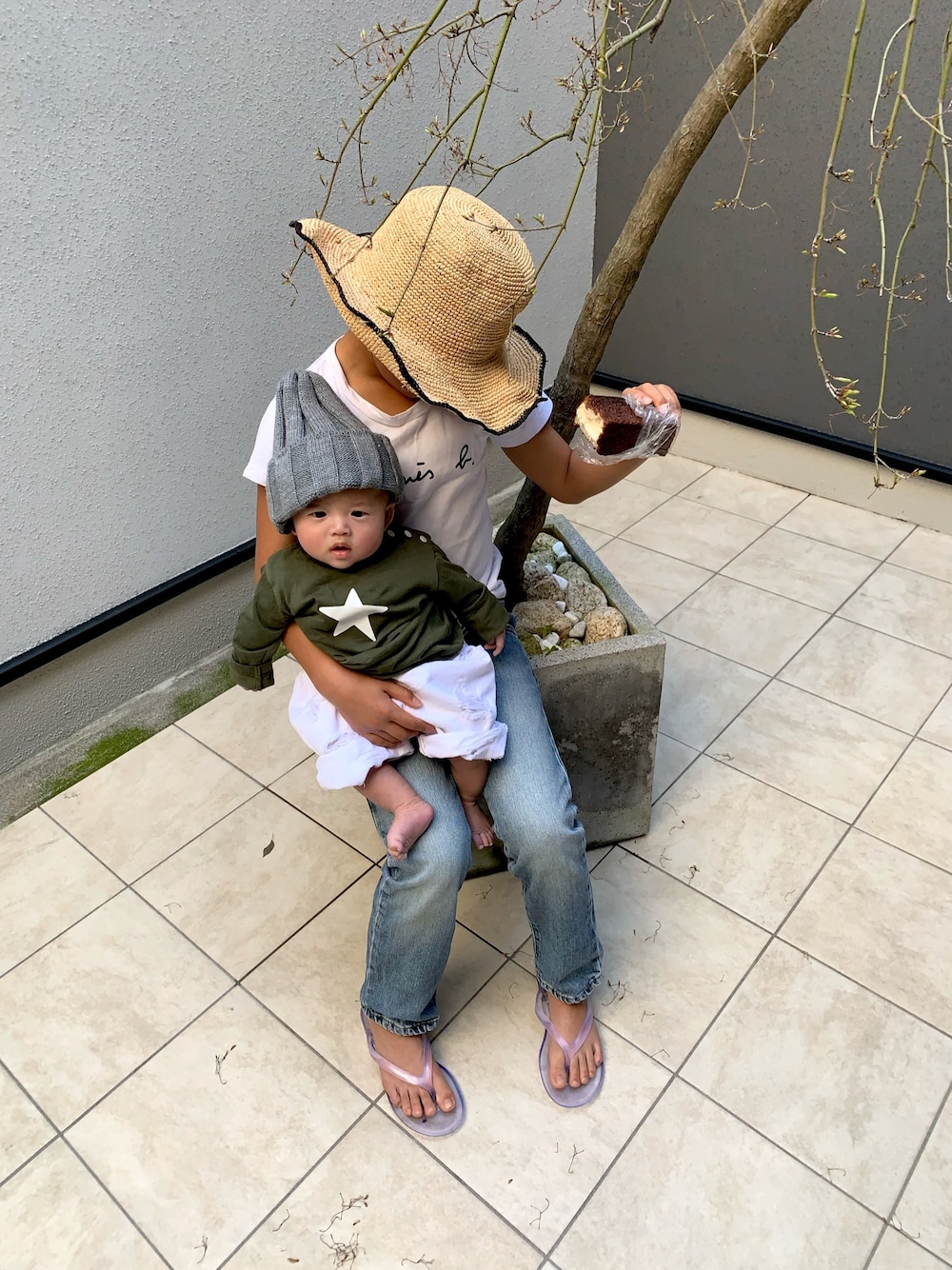 「agnes b.のアイテム（トップス、グリーン系）」を使った、pipittoさん（キッズ・132cm）の夏コーディネートの1枚目の写真