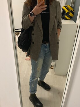 「blazer」｜「アイテム（その他アウター）」を使った、YZさん（レディース・165cm）の秋コーディネート