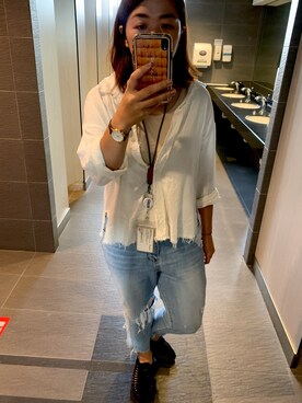 「アイテム（腕時計、ブラウン系）」を使った、YZさん（レディース・165cm）の秋コーディネート