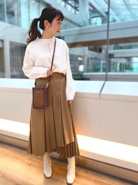 「Casselini（キャセリーニ）のアイテム」を使った、Meguさん（レディース・158cm）の冬コーディネート