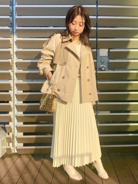 「仙台」｜「アイテム（トレンチコート）」を使った、Meguさん（レディース・158cm）の冬コーディネート
