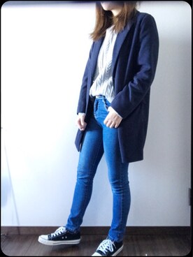 「RAY CASSIN（レイカズン）のアイテム（チェスターコート）」を使った、♡さん（レディース・160cm）の冬コーディネート