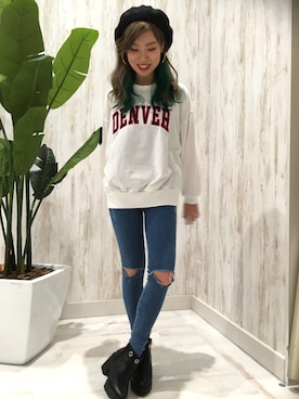 「SpRay（スプレイ）のアイテム（ハンチング/ベレー帽）」を使った、SpRay名古屋茶屋店さん（レディース・157cm）の冬コーディネート