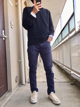 「Levis」｜「アイテム（スウェット）」を使った、Takuyaさん（メンズ・171cm）の秋コーディネート