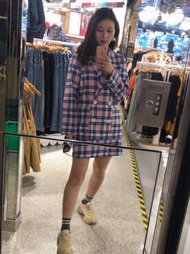 「MONKI（モンキ）のアイテム（セットアップ）」を使った、honeydewさん（レディース・164cm）の春コーディネート