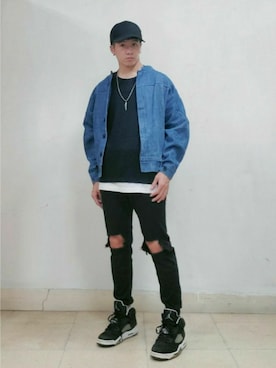 「5（ファイブ）のアイテム（パンツ）」を使った、YOYOさん（メンズ・170cm）の春コーディネート
