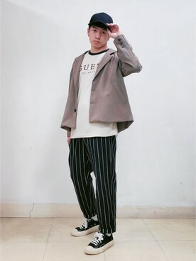 「EXCELSIOR（エクセルシオール）のアイテム」を使った、YOYOさん（メンズ・170cm）の春コーディネート