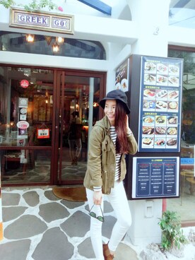 「NET（ネット）のアイテム（ハット）」を使った、Joさん（レディース・160cm）の冬コーディネート