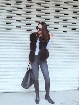 「faux fur」｜「アイテム（その他アウター）」を使った、Joさん（レディース・160cm）の冬コーディネート