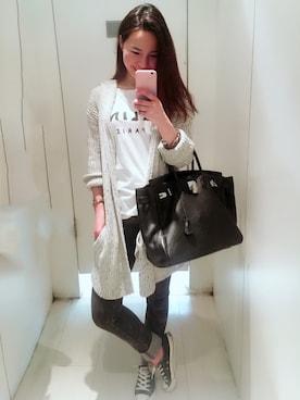 「HERMES」｜「アイテム（その他アウター）」を使った、Joさん（レディース・160cm）の冬コーディネート