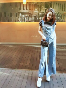 「sneakers」｜「アイテム（オールインワン・サロペット）」を使った、Joさん（レディース・160cm）の夏コーディネート